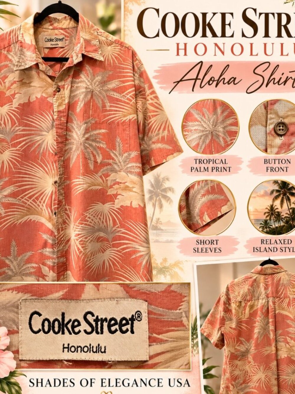 COOKE STREET Honolulu Aloha Shirt – Tropical Palm Print 🌴